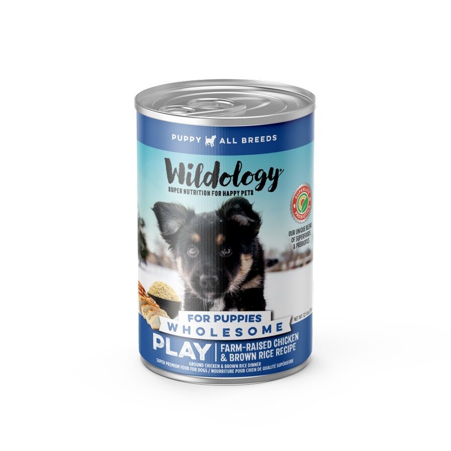 Wildology Play Chicken & Brown Rice Recipe Wet Puppy Food, 12.8-Oz Can