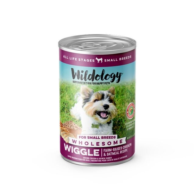 Wildology Wiggle Small Breed Chicken & Oatmeal Recipe Wet Dog Food, 12.8-Oz Can