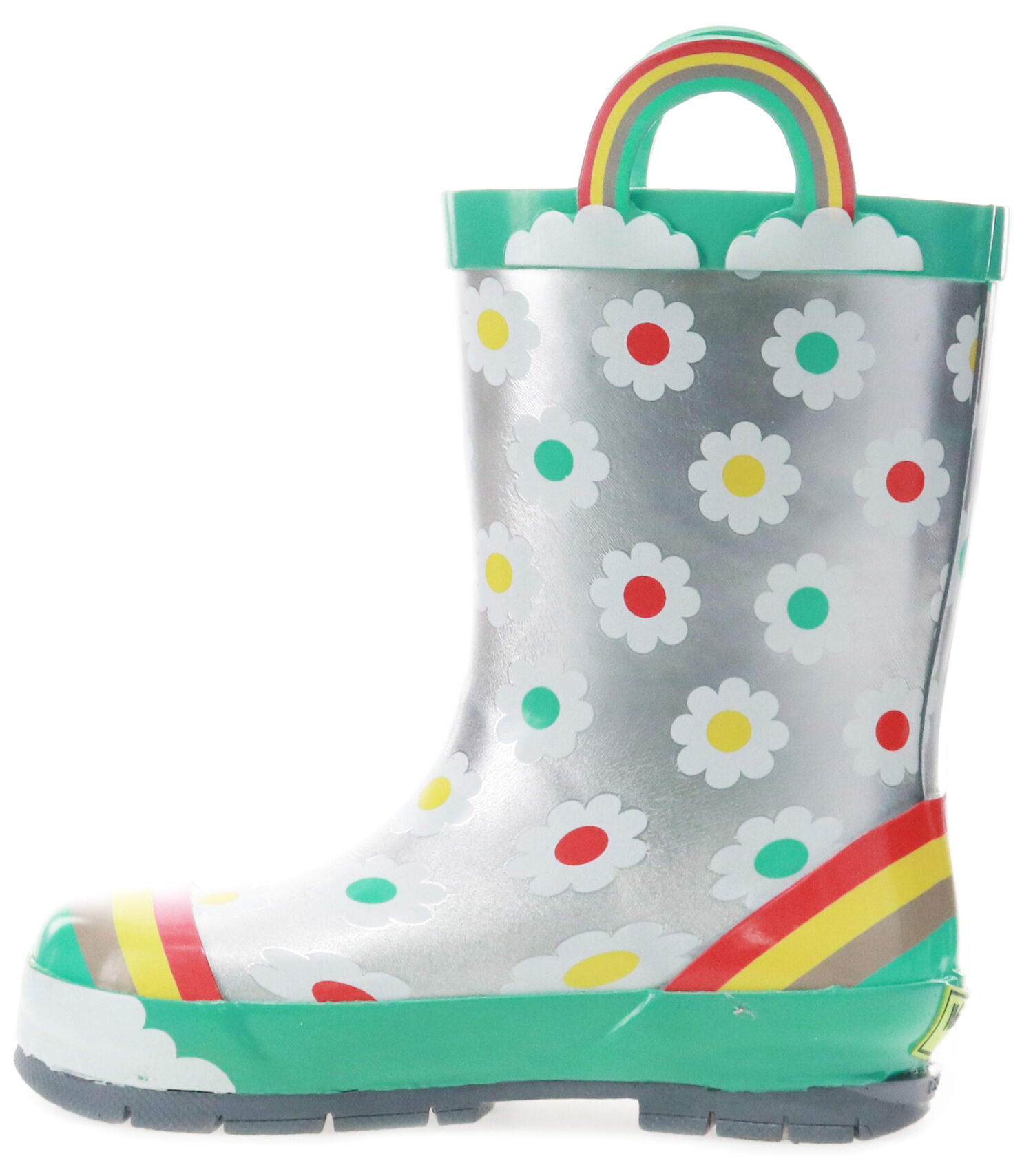 Kid's Bloom Dot Rain Boot in Silver