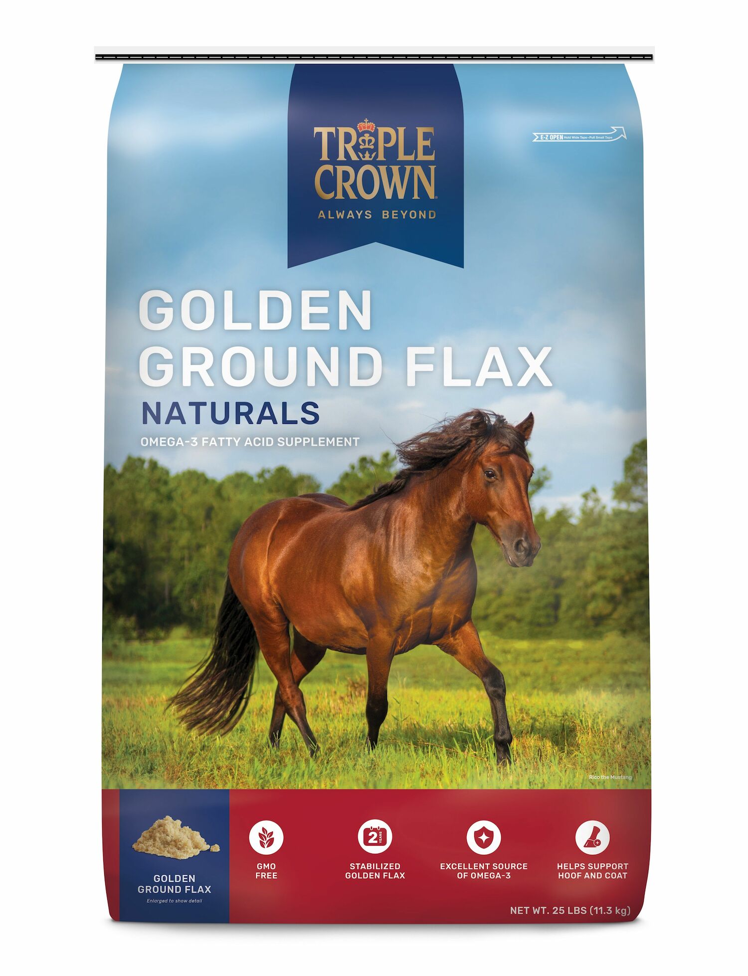 Triple Crown Naturals Golden Ground Flax Equine Supplement, 25-Lb Bag