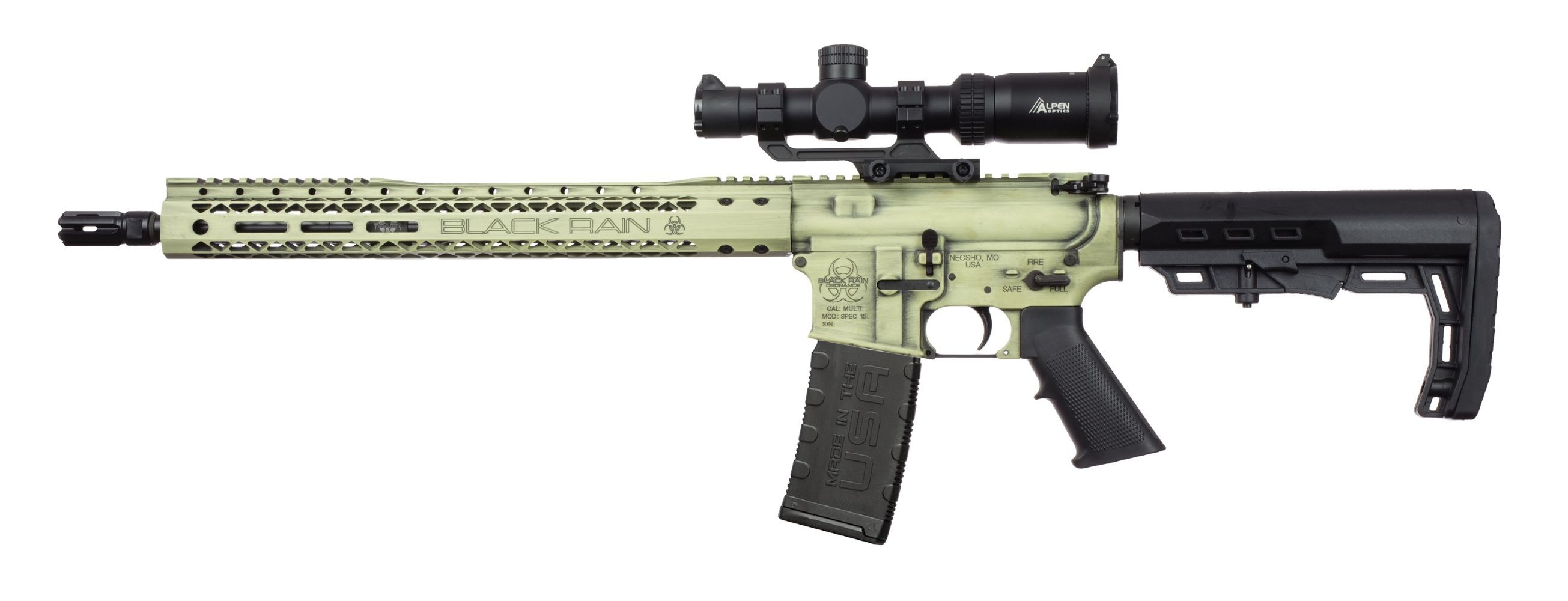 Black Rain Ordnance AR-15 5.56 Nato 16" Sand Semi-Auto Rifle with Scope, 30-Rd