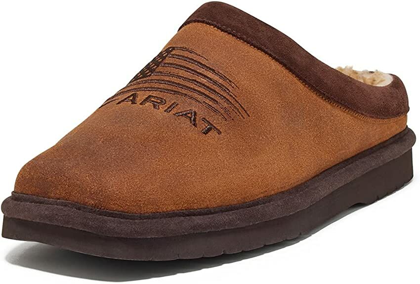 Men's Square Toe Patriot Slippers In Dusty Brown 
