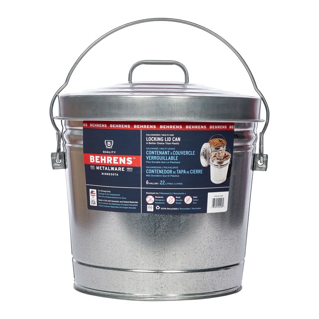 Behrens 6 Gallon Galvanized Pail with Locking Lid