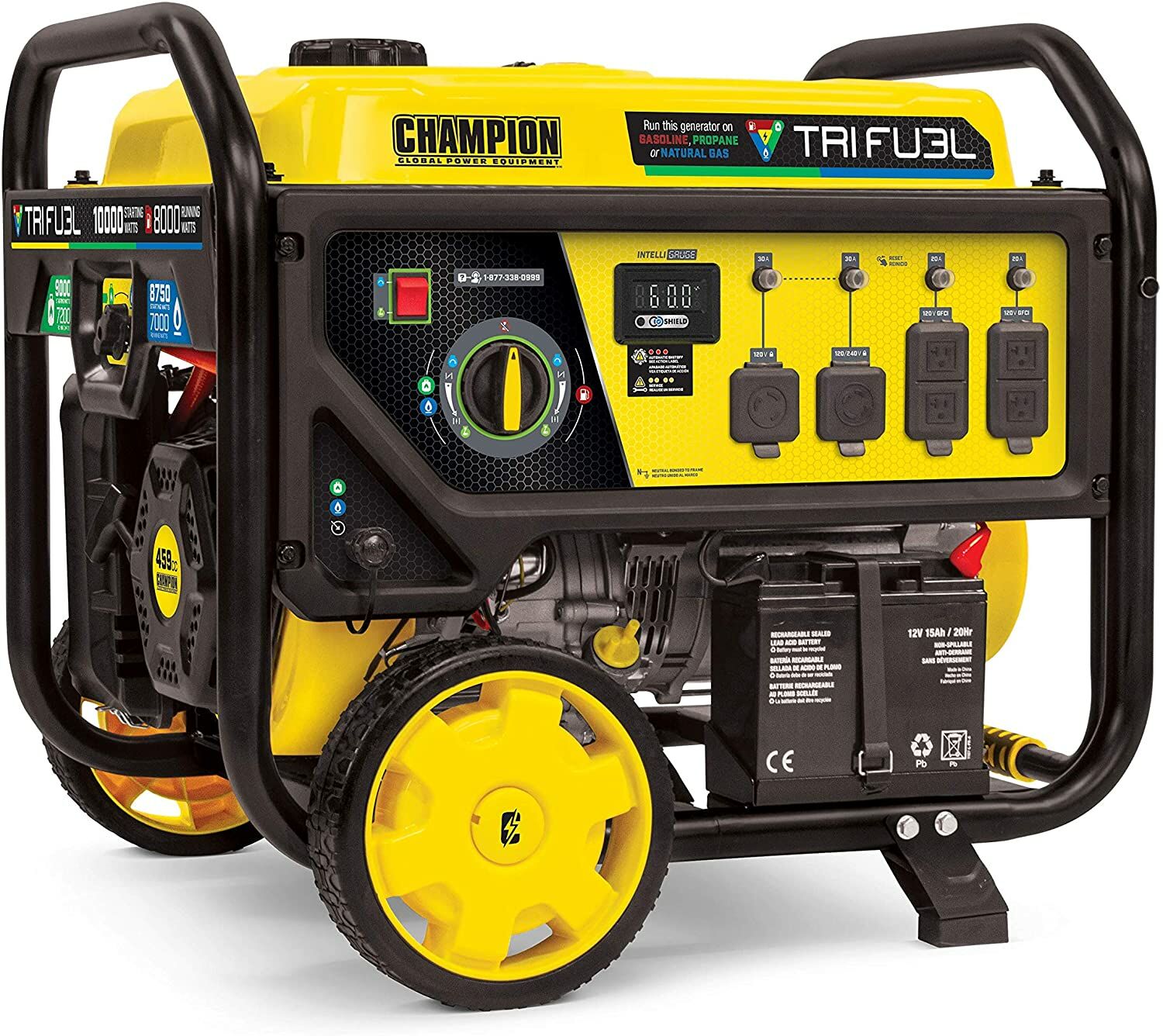 Champion Power Equipment 8000-Watt Tri-Fuel Portable Generator with CO Shield