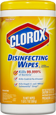 Clorox Disinfecting Wipes in Crisp Lemon Scent, 75 Count Container