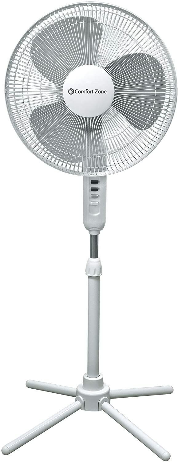 16-In Oscillating 3 Speed Pedestal Fan in White