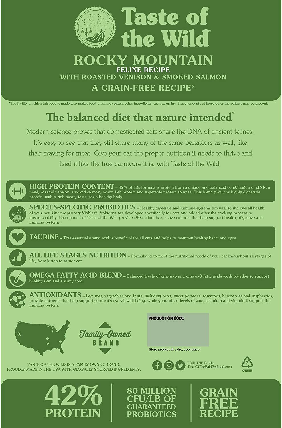 Grain Free Rocky Mountain with Roasted Venison & Smoked Salmon Dry Cat Food, 14-Lb Bag