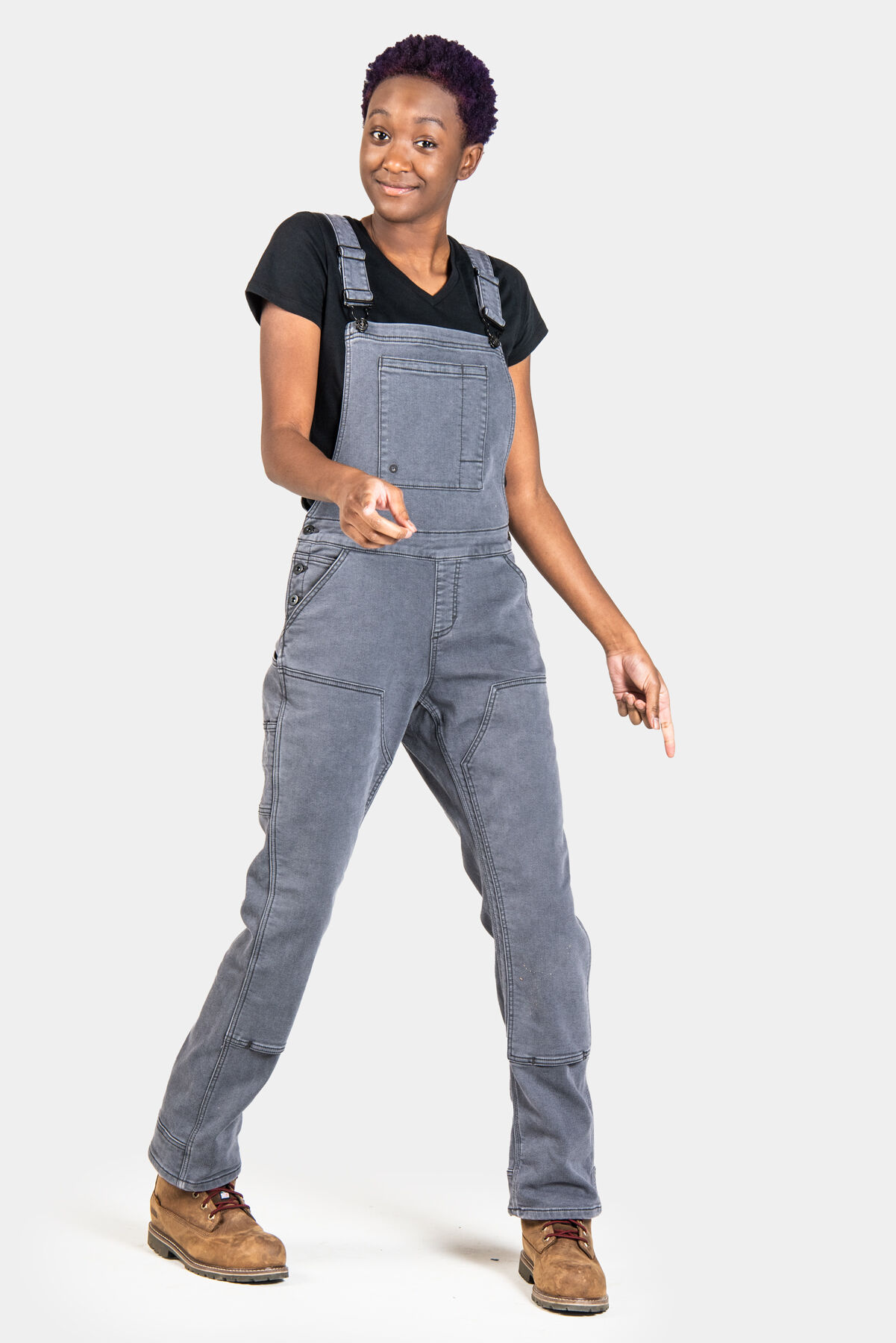 Women's Freshley Overall in Gray Stretch Canvas