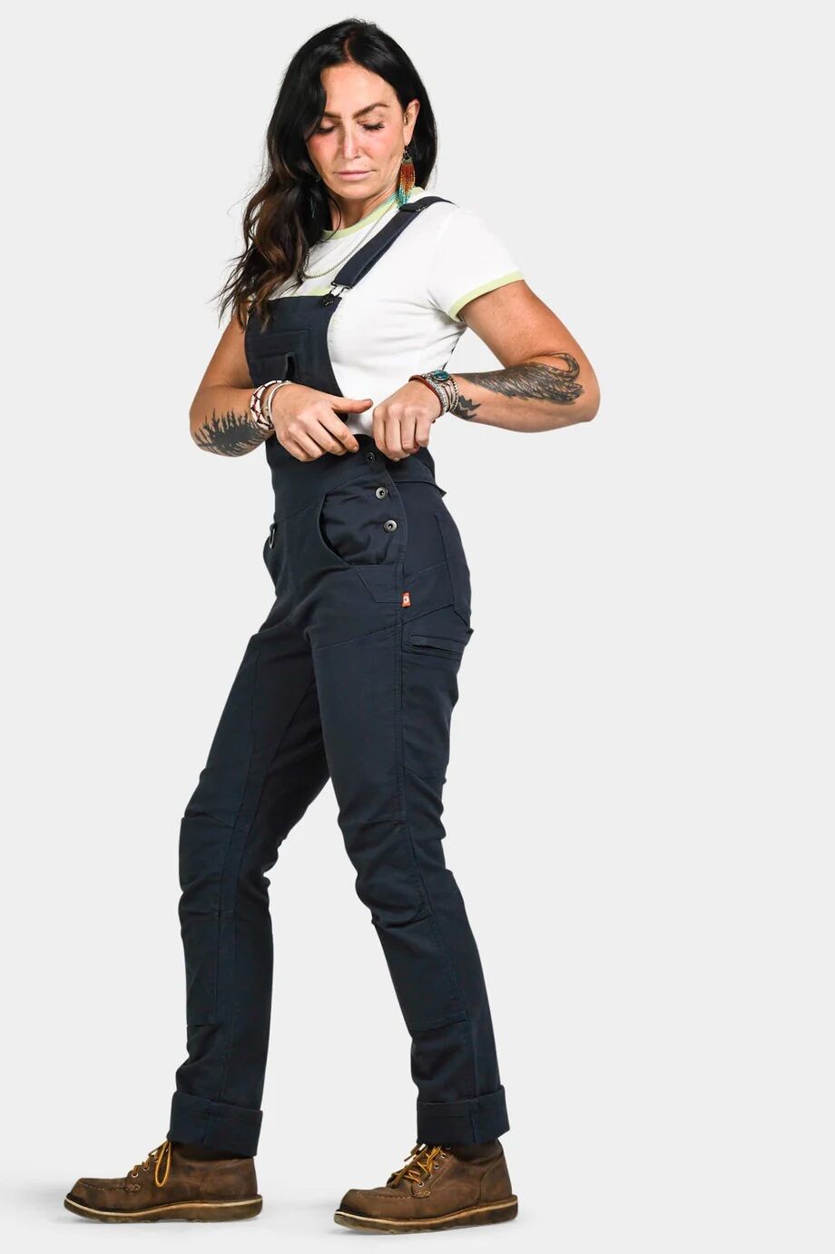 Women's Freshley Drop Seat Overalls in Navy Canvas