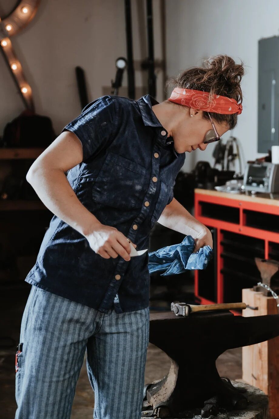 Women's Mechanic’s Work Shirt in Navy