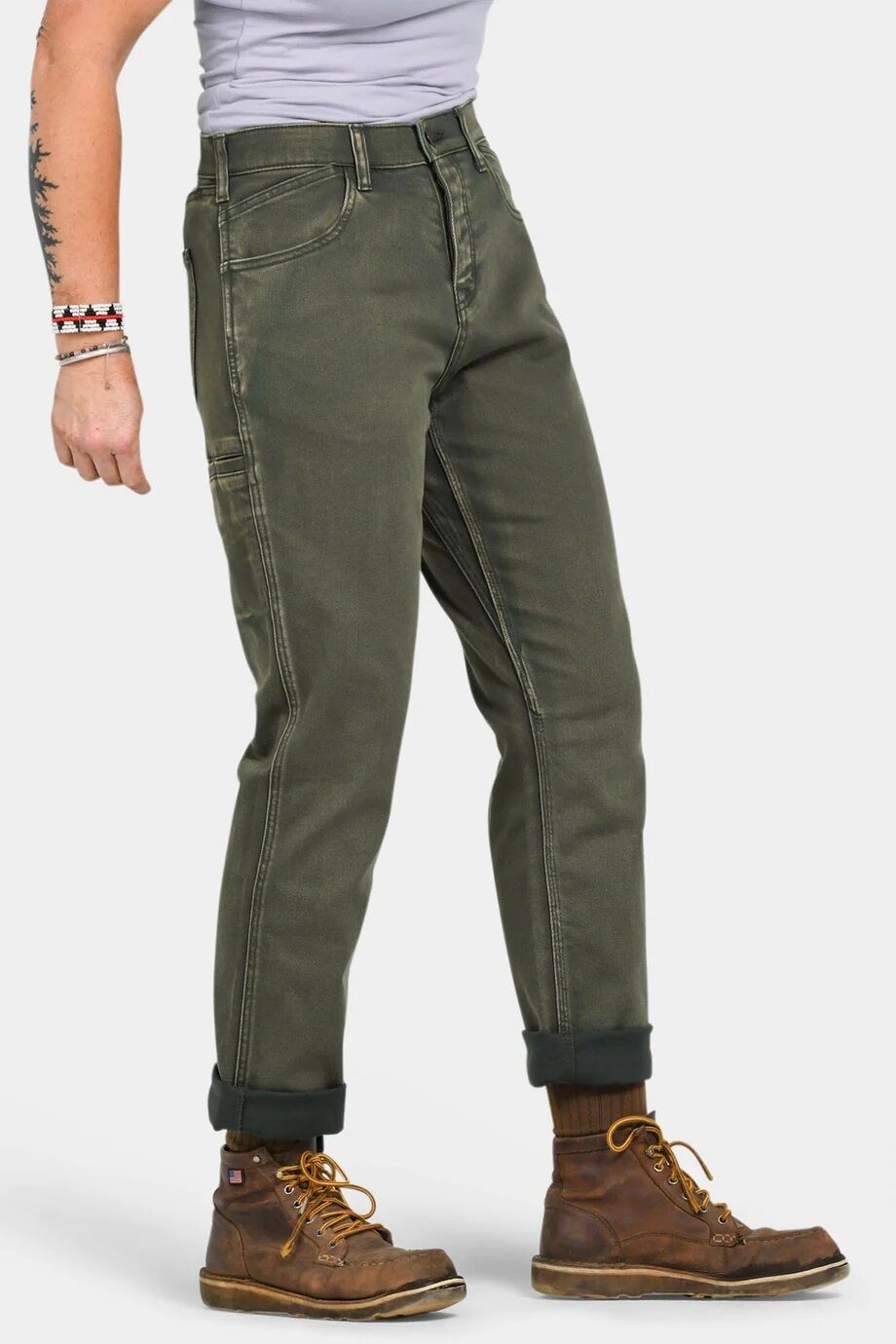 Women's Carpenter Pant in Olive Green Denim