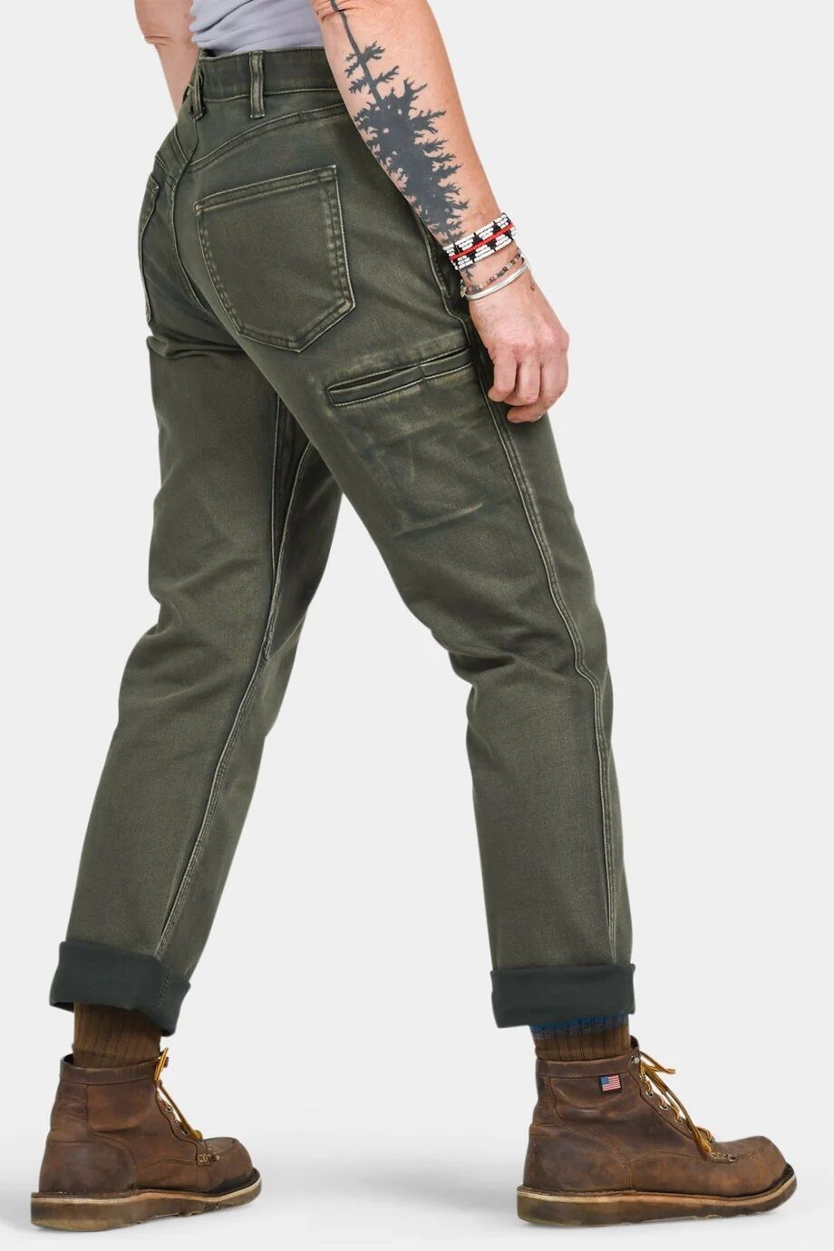 Women's Carpenter Pant in Olive Green Denim