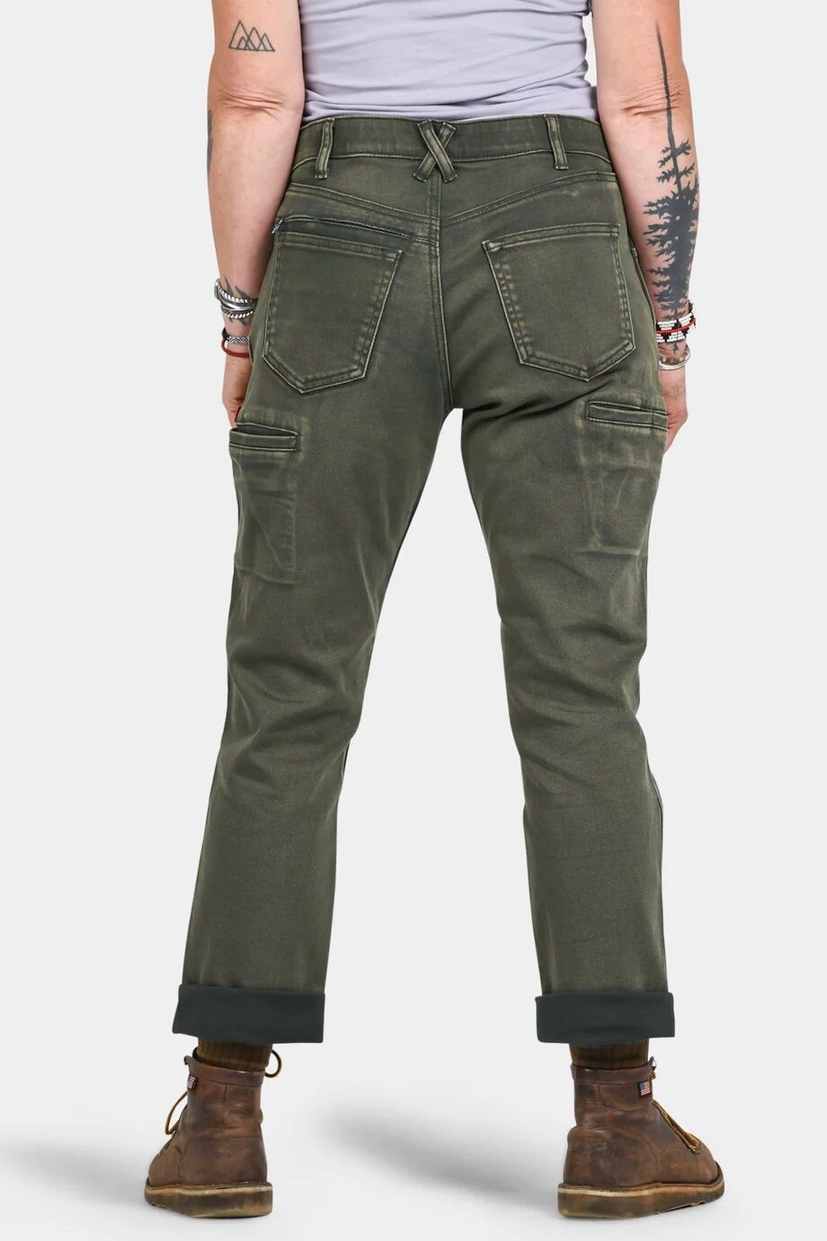 Women's Carpenter Pant in Olive Green Denim