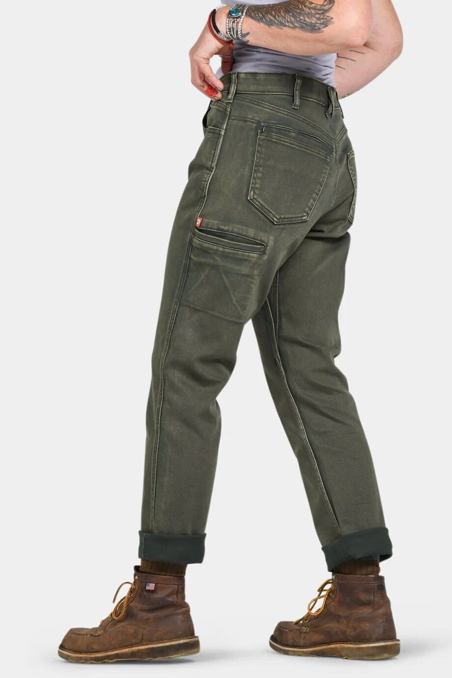 Women's Carpenter Pant in Olive Green Denim