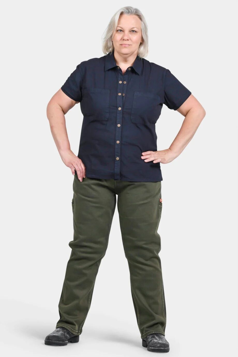 Women's Carpenter Pant in Olive Green Denim