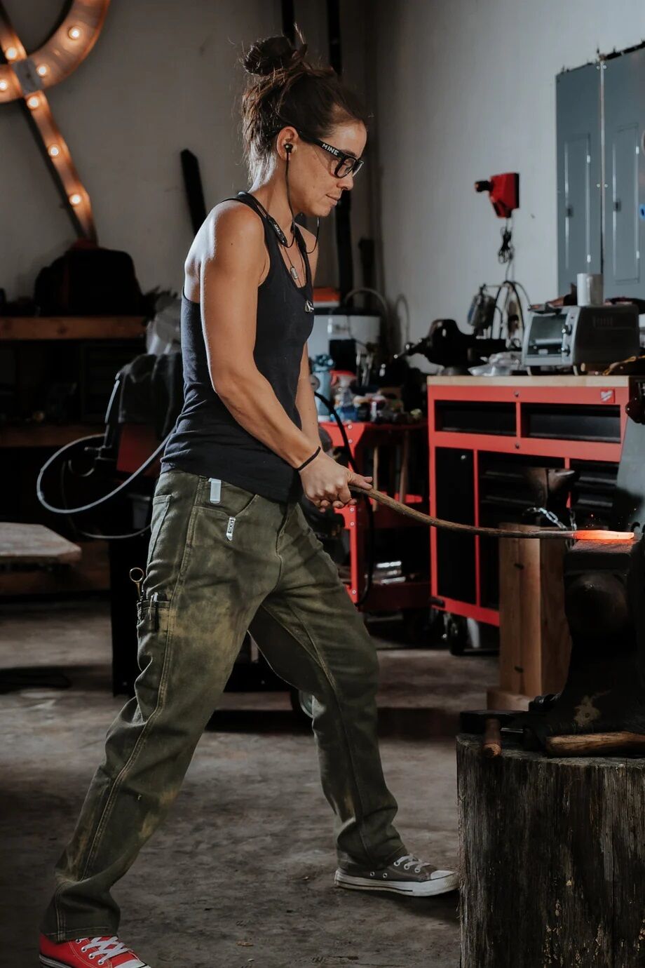 Women's Carpenter Pant in Olive Green Denim