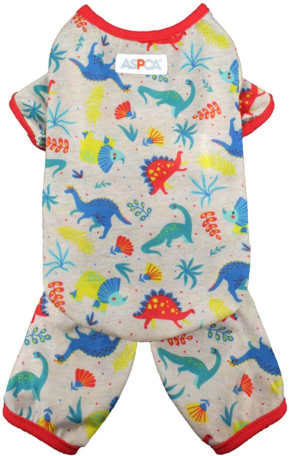 Dino Onesie Dog Pajamas in White, Small