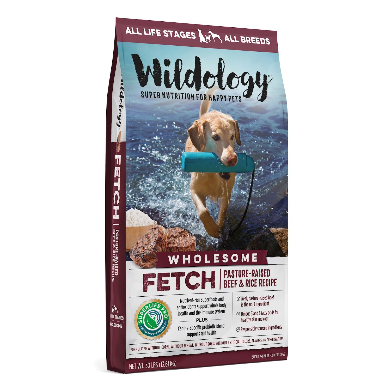 Wildology Fetch Beef & Rice All Life Stages Dry Dog Food, 30-Lb Bag 