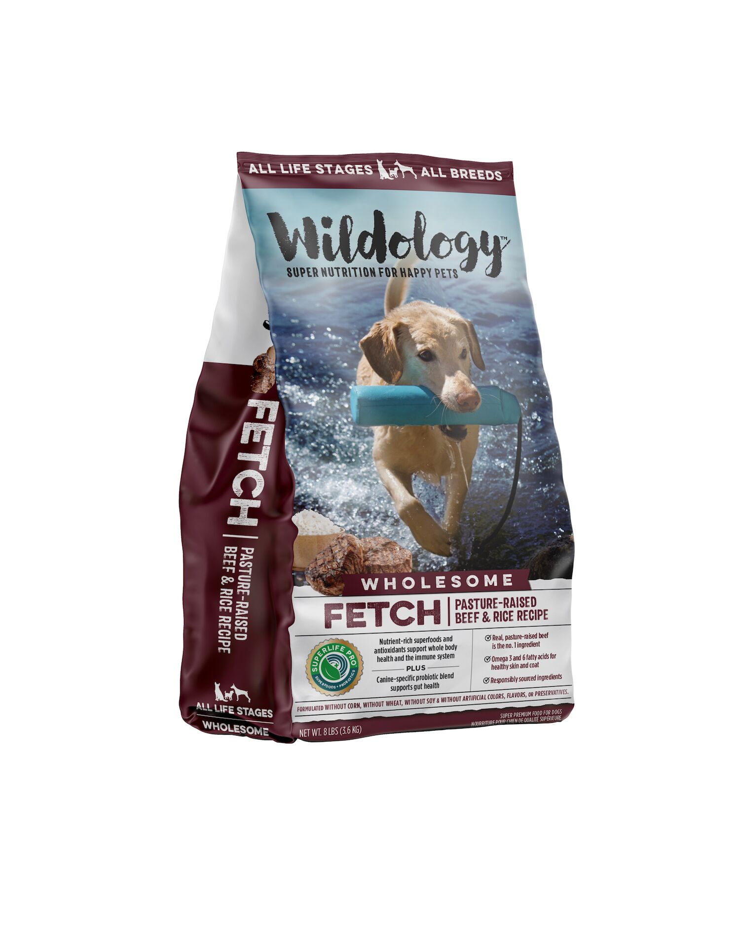Wildology Fetch Beef & Rice All Life Stages Dry Dog Food, 8-Lb Bag 