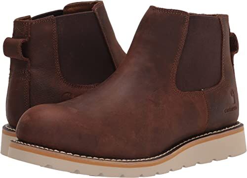 Men's 5-In Chelsea Pull-On Soft Toe Work Boot in Brown Oil Tanned