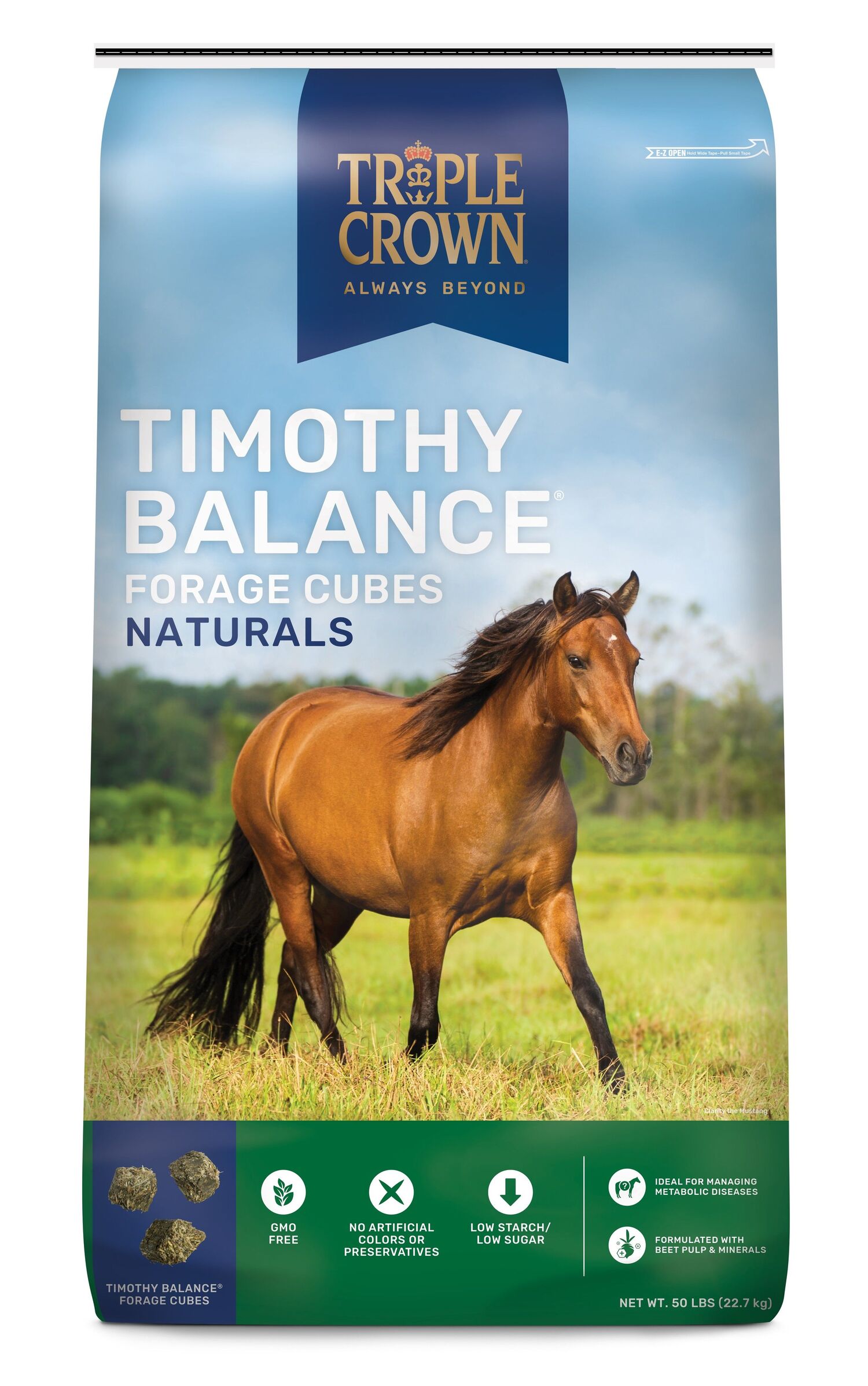 Triple Crown Timothy Balance Cubes Equine Feed, 50-Lb Bag 