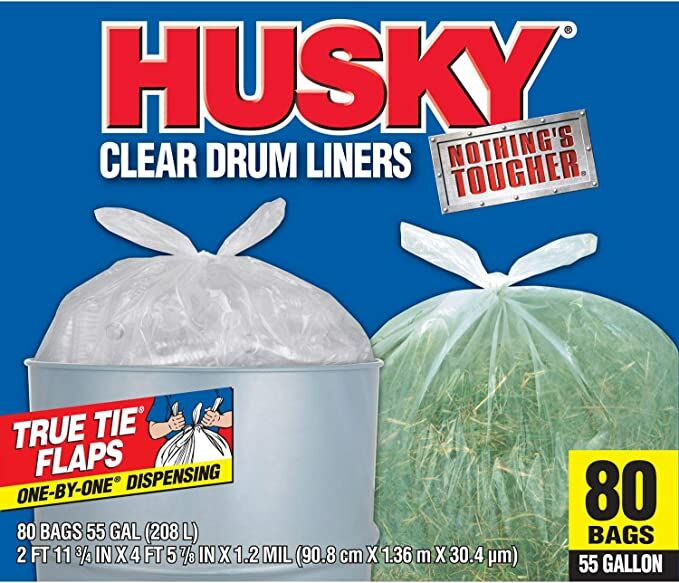 Husky 55-Gal Clear Trash Bag, 80-Ct