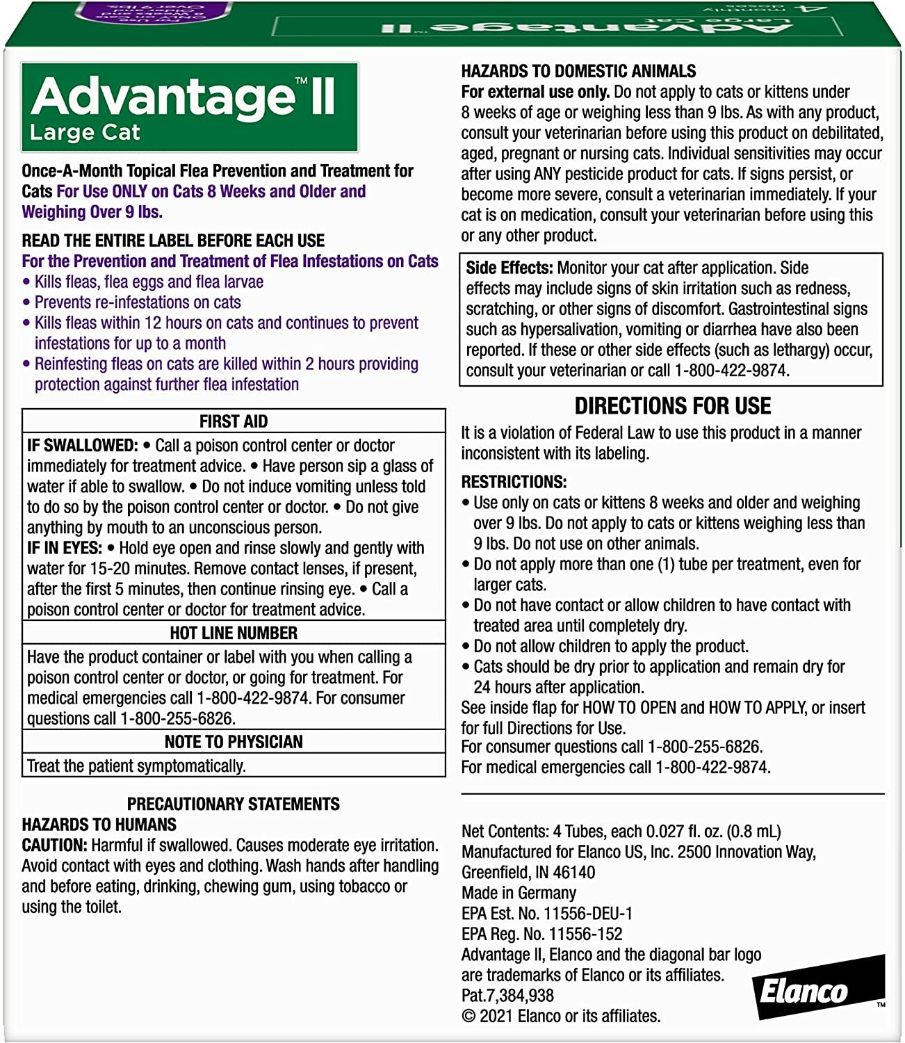 Advantage II for Cats 9-Lb +, 4-Pk