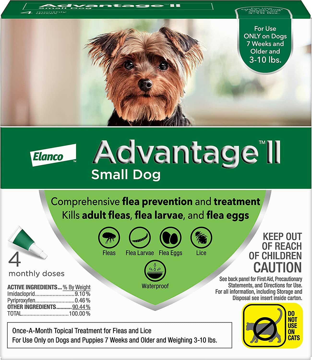 Advantage II Flea and Lice Treatment for Small Dogs, 3-10-Lb, 4-Pk