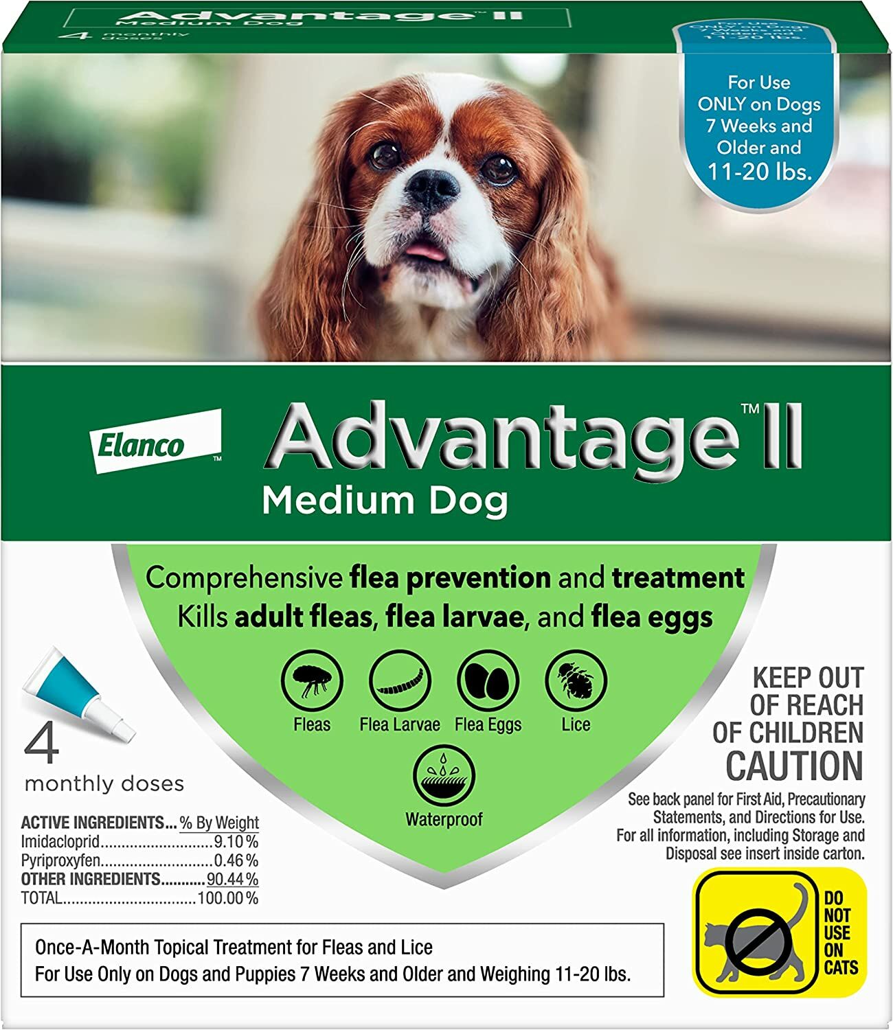 Advantage II Flea and Lice Treatment for Medium Dogs, 11-20-Lb, 4-Pk