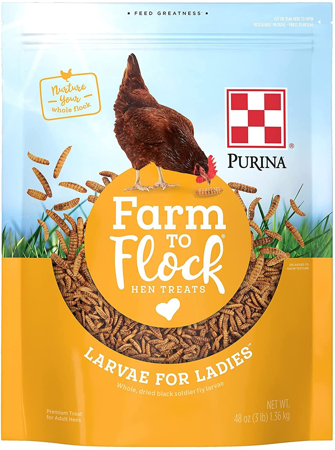 Purina Farm to Flock Larvae for Ladies Hen Treats, 3-Lb