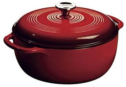Cast Iron Dutch Oven With Stainless Steel Knob and Loop Handles, 6 Quart, Red