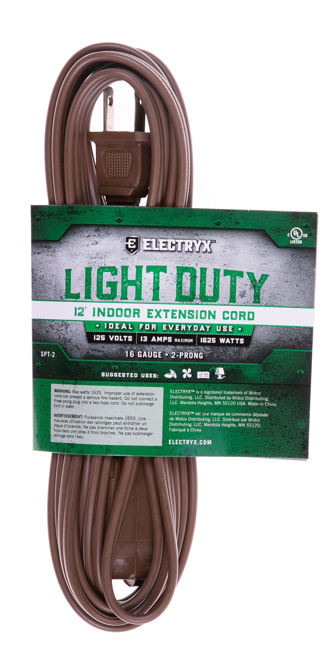 12-Ft 16-Ga Light Duty Indoor Extension Cord in Brown