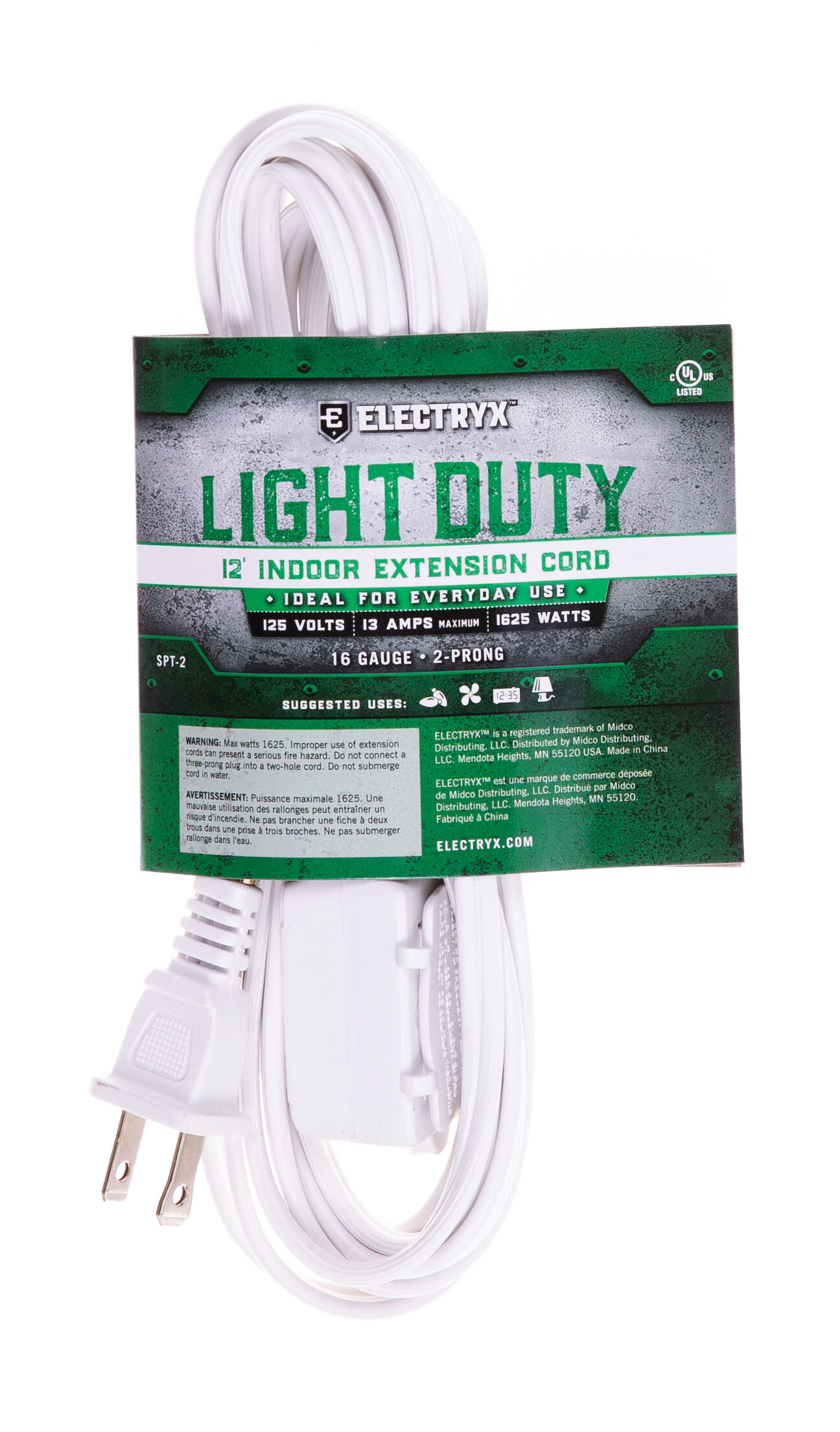 12-Ft 16-Ga Light Duty Indoor Extension Cord in White