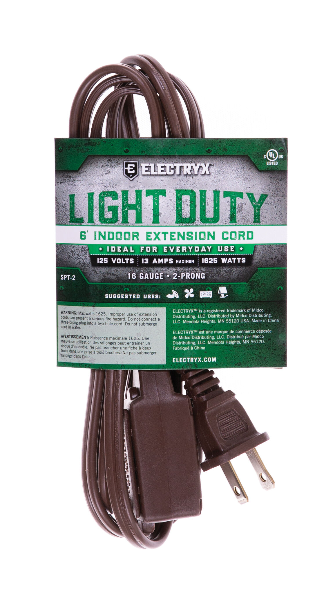 6-Ft 16-Ga Light Duty Indoor Extension Cord in Brown