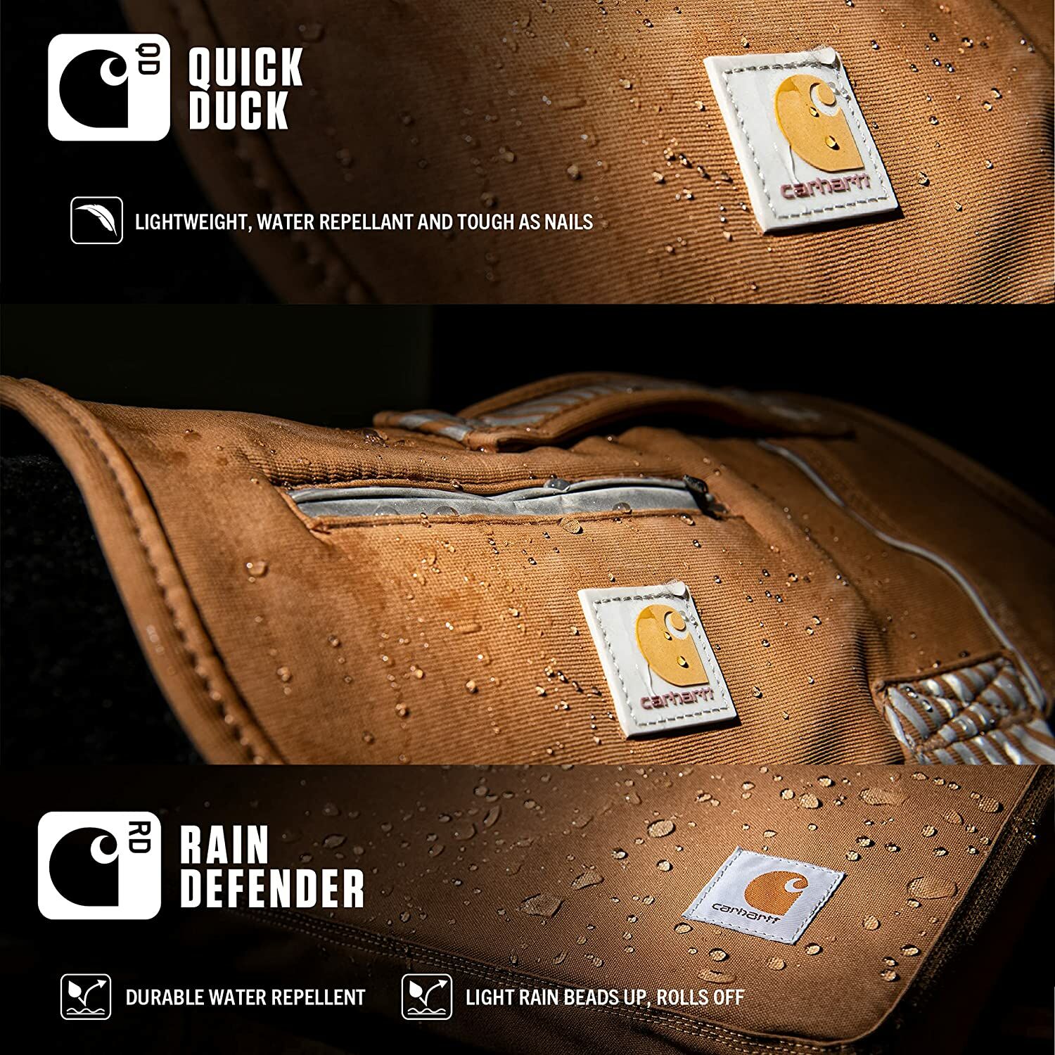 Carhartt Water Repellent Canvas Duck Jacket in Brown, Small