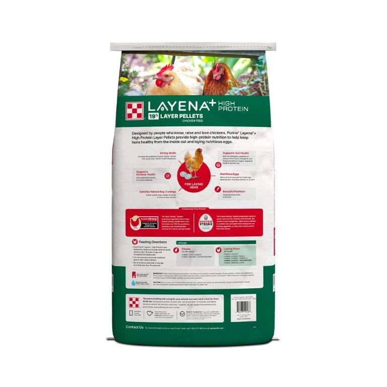 Purina Layena + High Protein 19% Layer Feed, 40-Lb