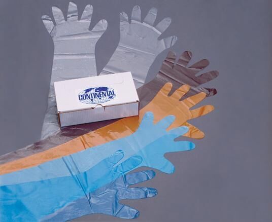 Continental Plastic Shoulder-Length Gloves, 1 1/4 mil.