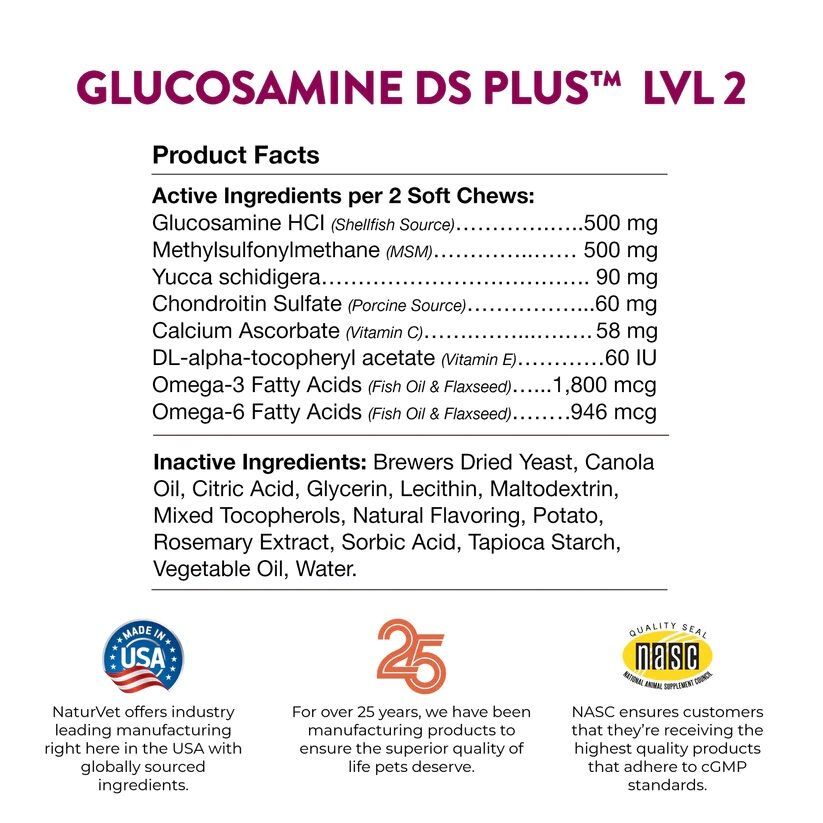 NaturVet Glucosamine DS Plus Soft Chews, 70-Ct