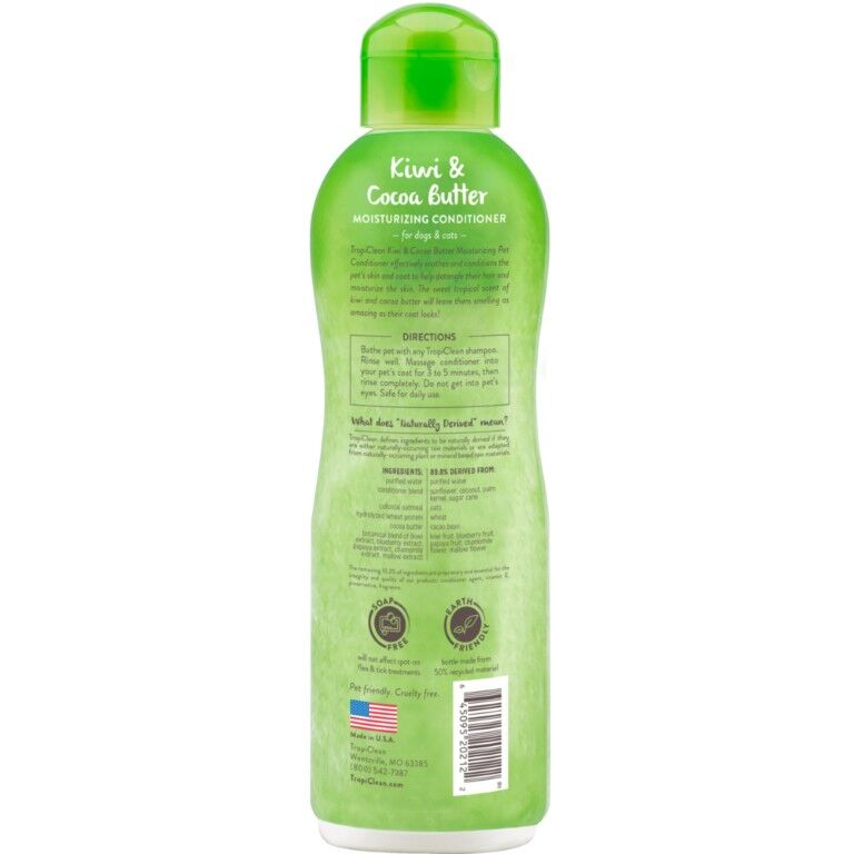 TropiClean Kiwi & Cocoa Butter Moisturizing Conditioner for Pets, 20-Oz