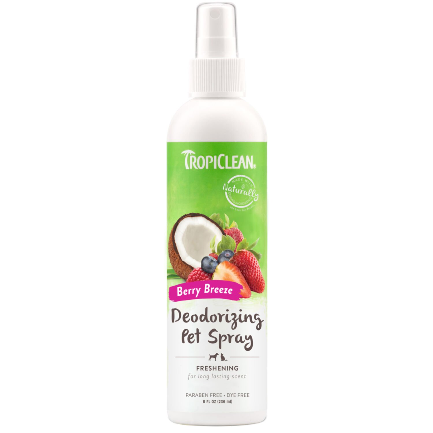 TropiClean Berry Breeze Deodorizing Spray for Pets, 8-Oz