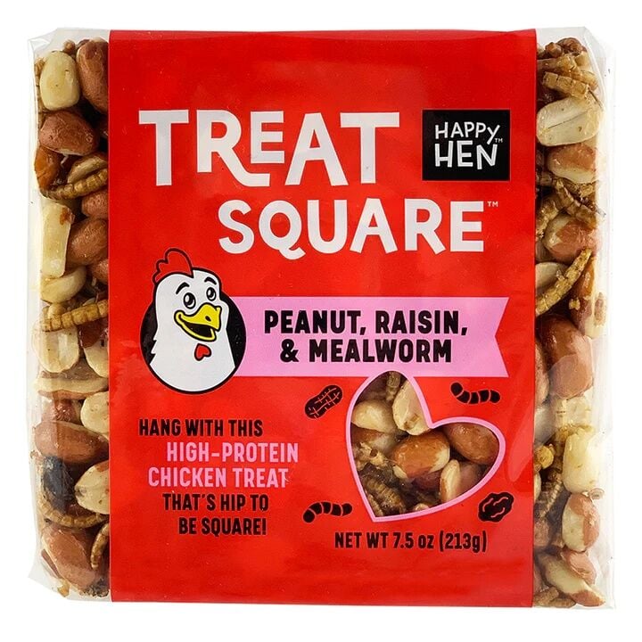 Happy Hen Peanut, Raisin & Mealworm Treat Square, 7.5-Oz
