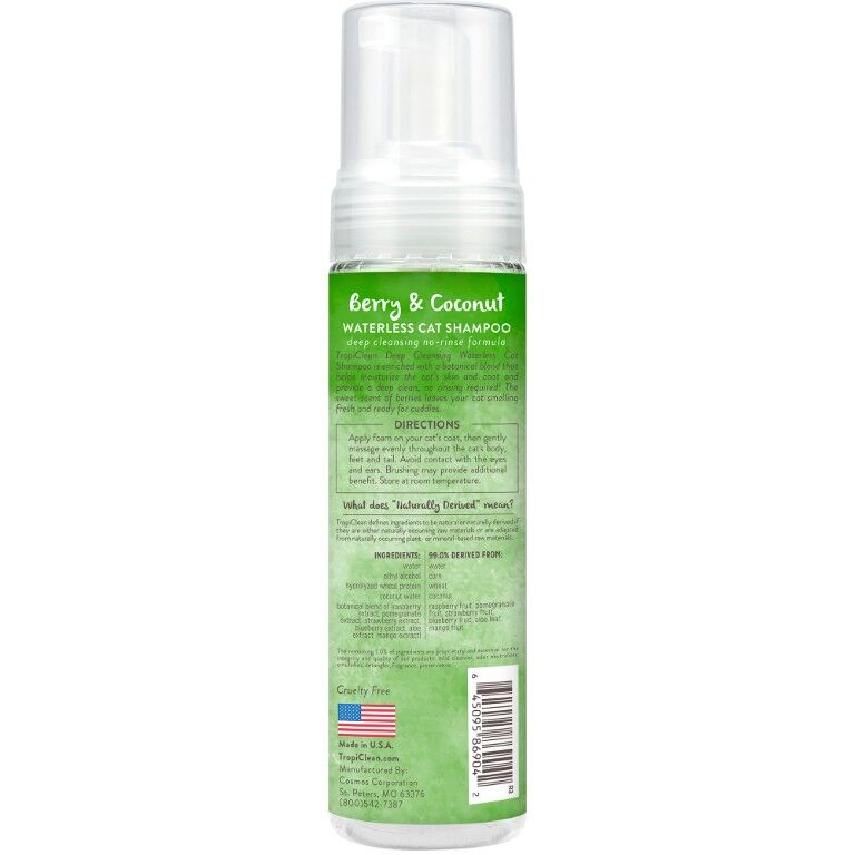TropiClean Deep Cleansing Waterless Cat Shampoo, 7.4-Oz