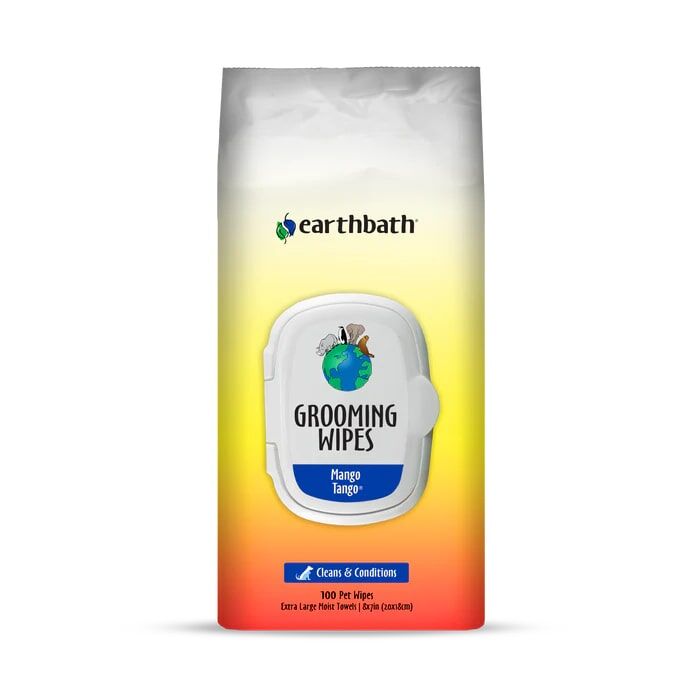 Earthbath Mango Tango Plant-Based Grooming Wipes, 100-Ct