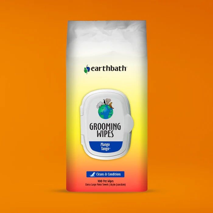 Earthbath Mango Tango Plant-Based Grooming Wipes, 100-Ct