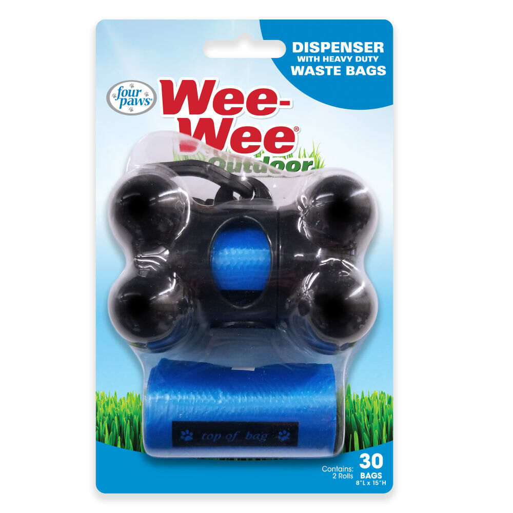 Four Paws Wee-Wee Outdoor Bone Shape Dispenser With Heavy Duty Waste Bags, 30-Ct