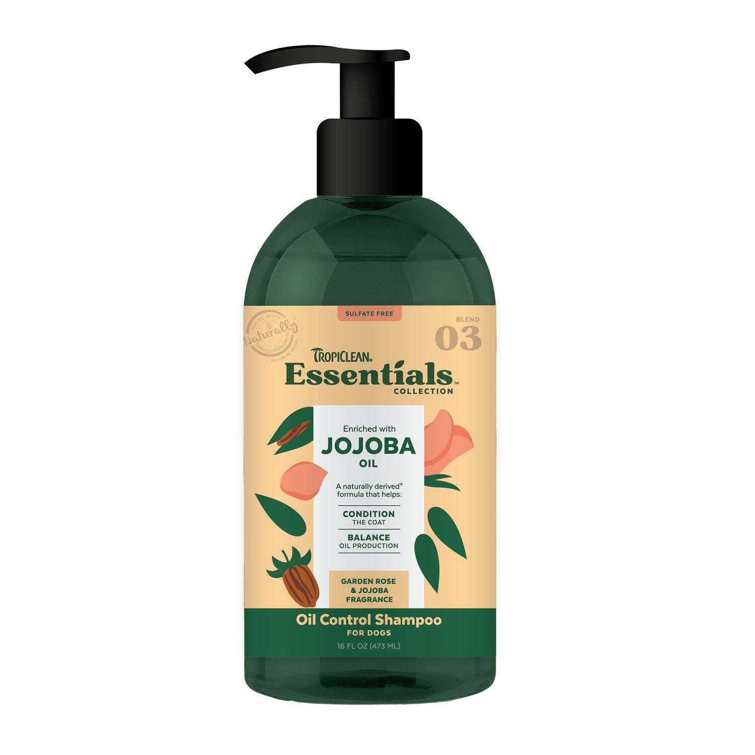 Tropiclean Essentials Jojoba Oil Control Shampoo for Dogs, 16-Oz