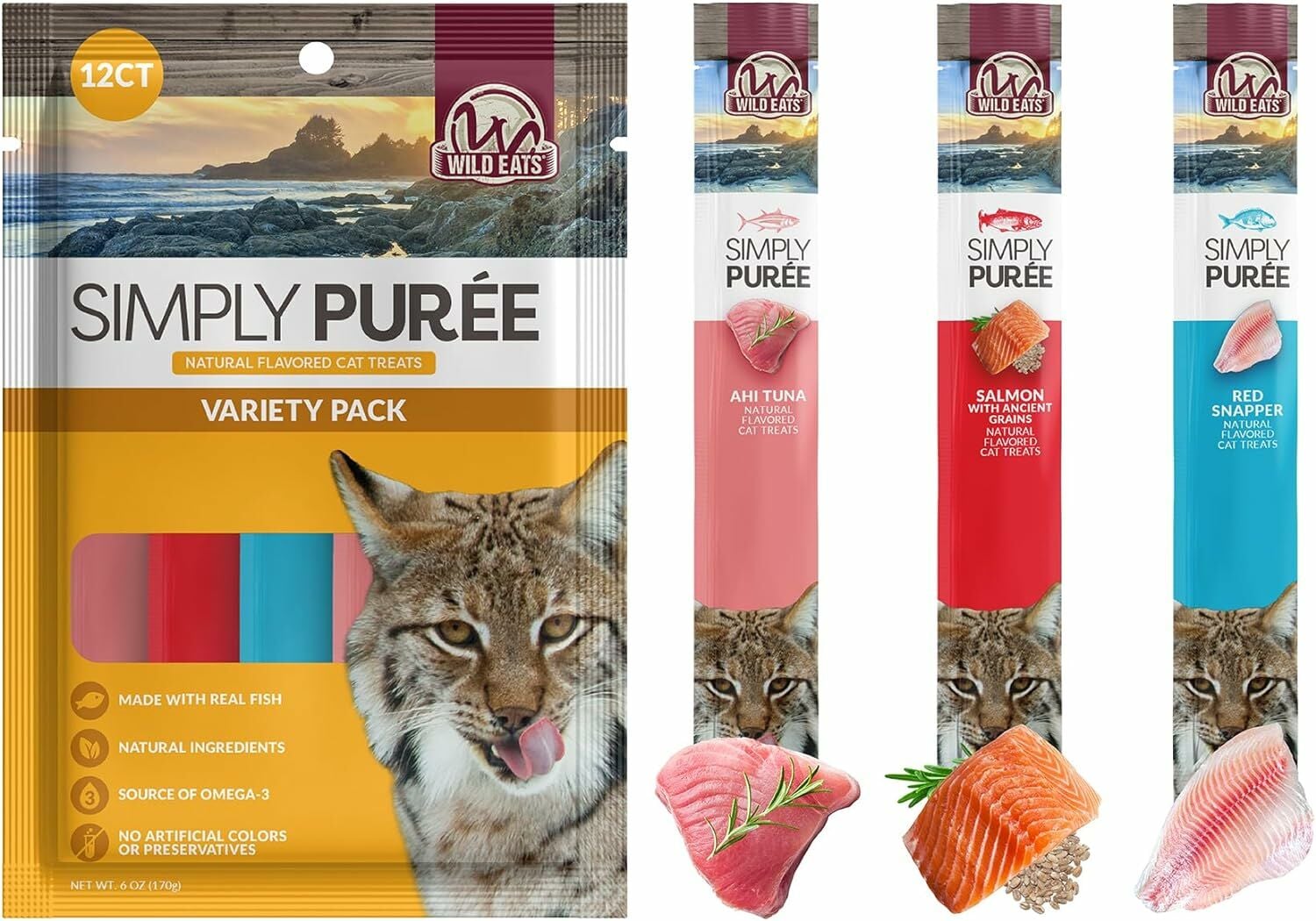 Wild Eats Simply Puree Cat Treats Variety Pack