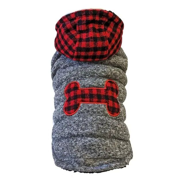 Ethical Pet Fashion Pet Large Gray Buffalo Plaid Coat