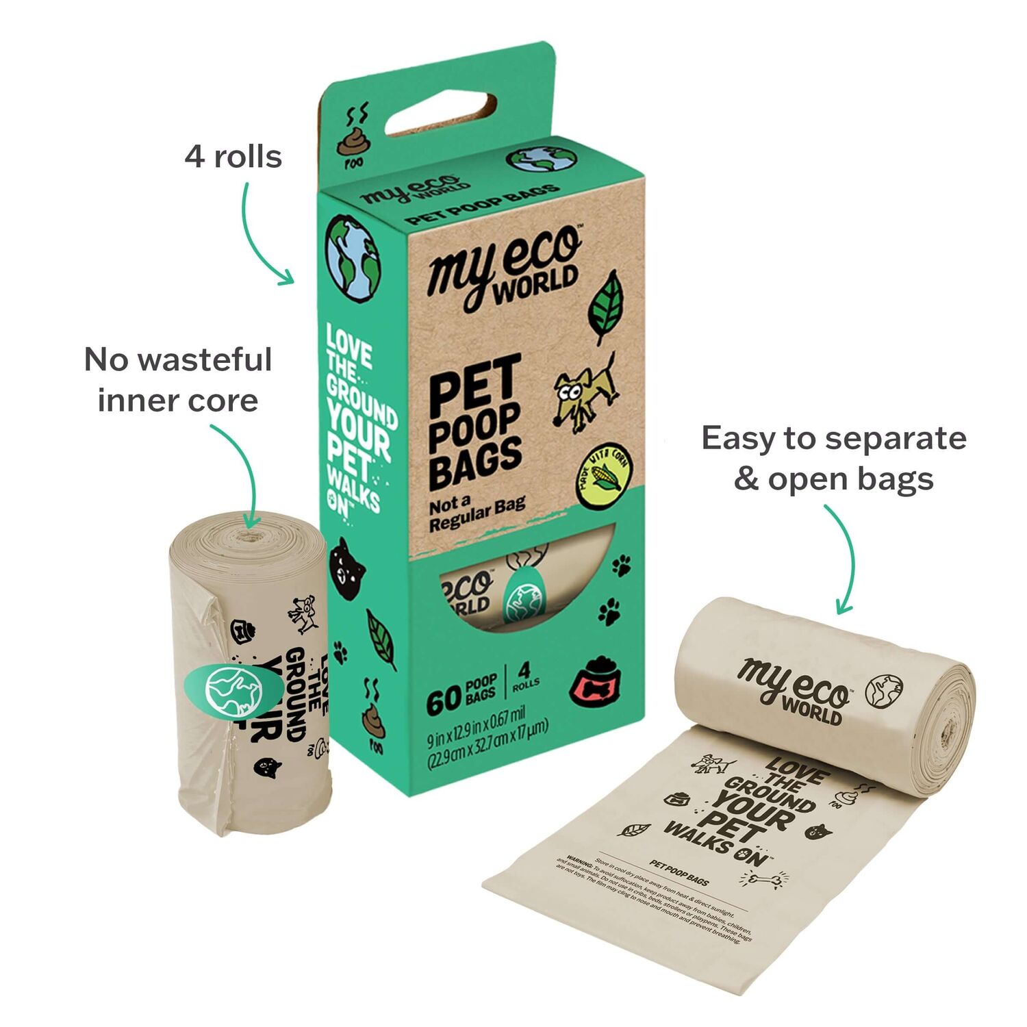 My Eco World Pet Poop Bags, 60-Ct