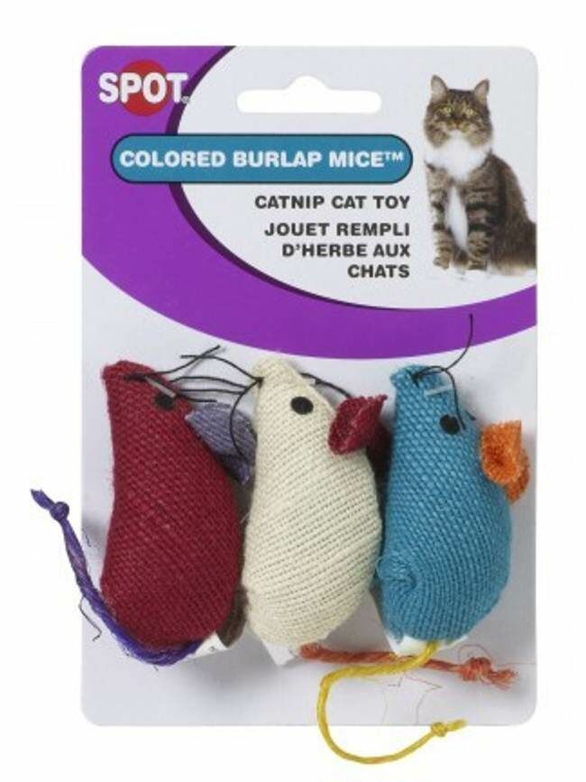 Ethical Pet Burlap Mice - Multi, 3 Count